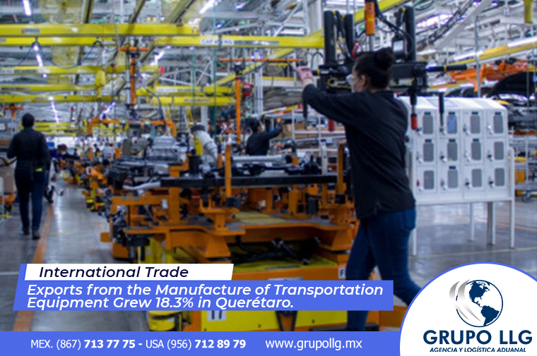 Exports from the Manufacture of Transportation Equipment Grew 18.3% in Querétaro.
